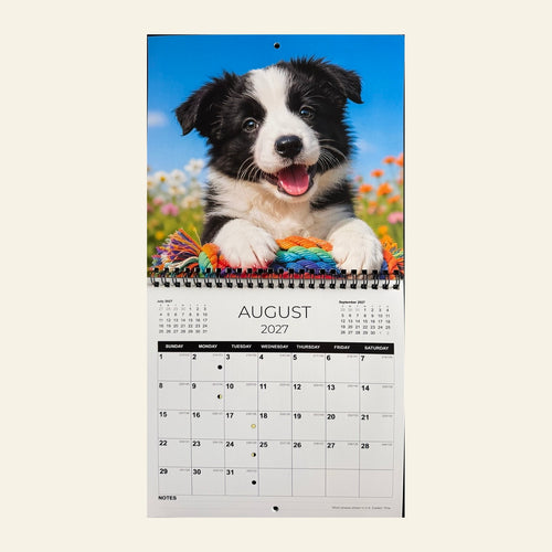 2027 Border Collie Puppies Wall Calendar – Imported USA Edition