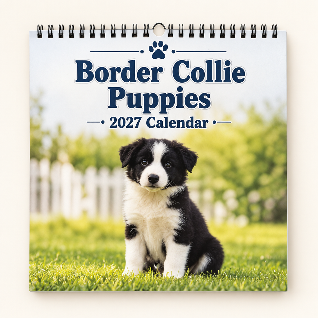2027 Border Collie Puppies Wall Calendar – Imported USA Edition