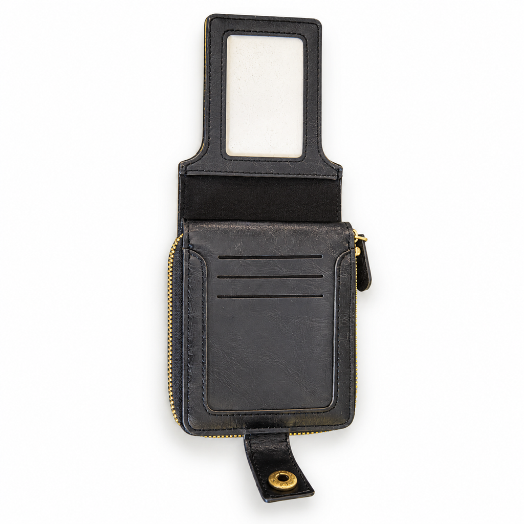 Black Border Collie Zip-Around Wallet