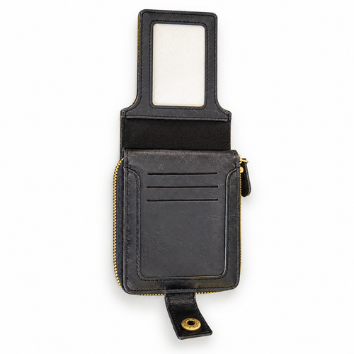 Black Border Collie Zip-Around Wallet