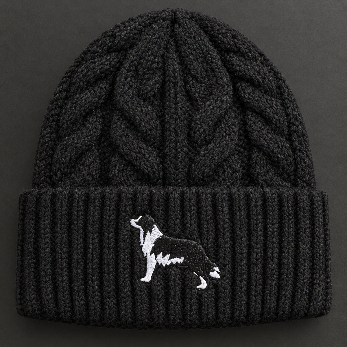 Fleece-Lined Border Collie Winter Hat