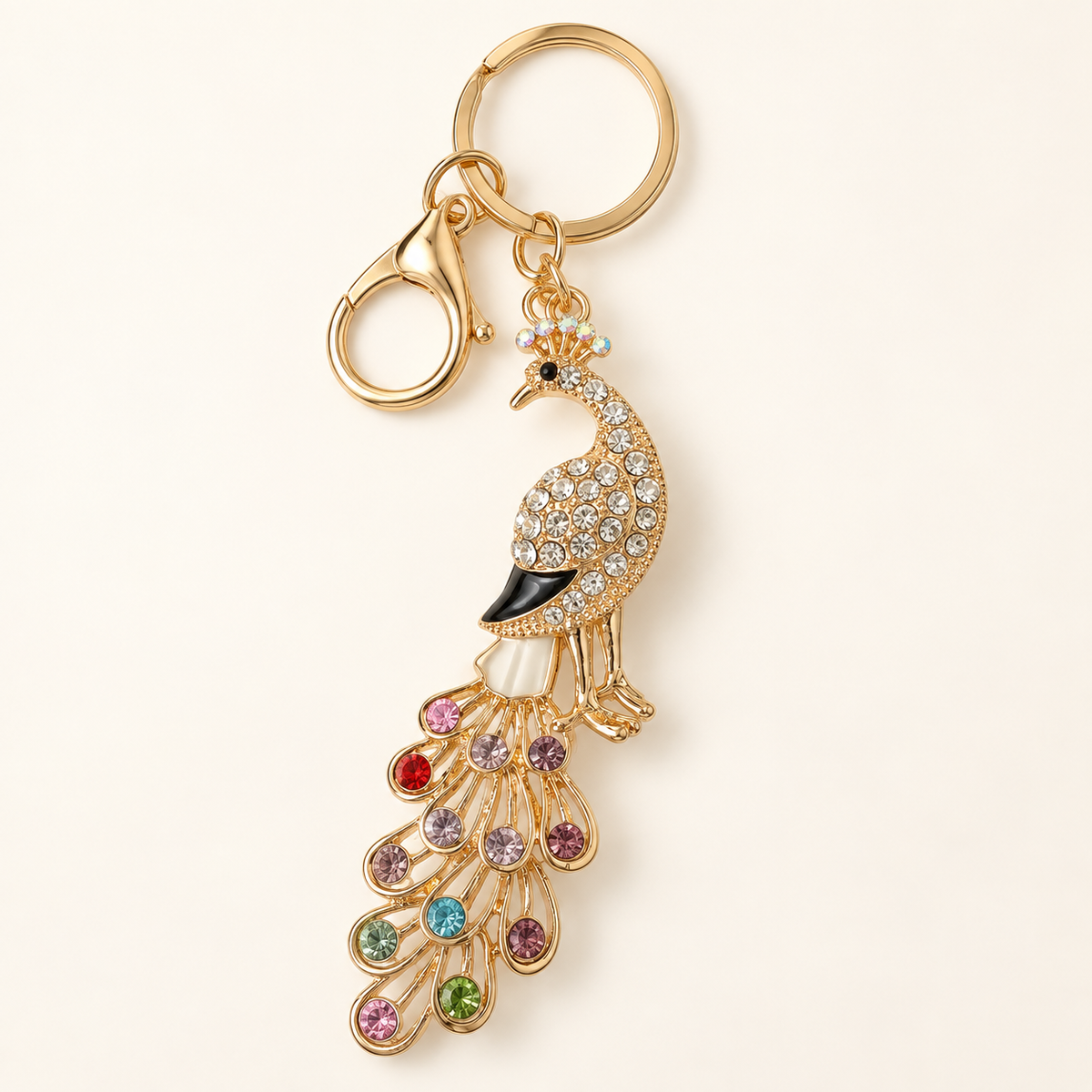 Crystal Peacock Keyring & Bag Charm