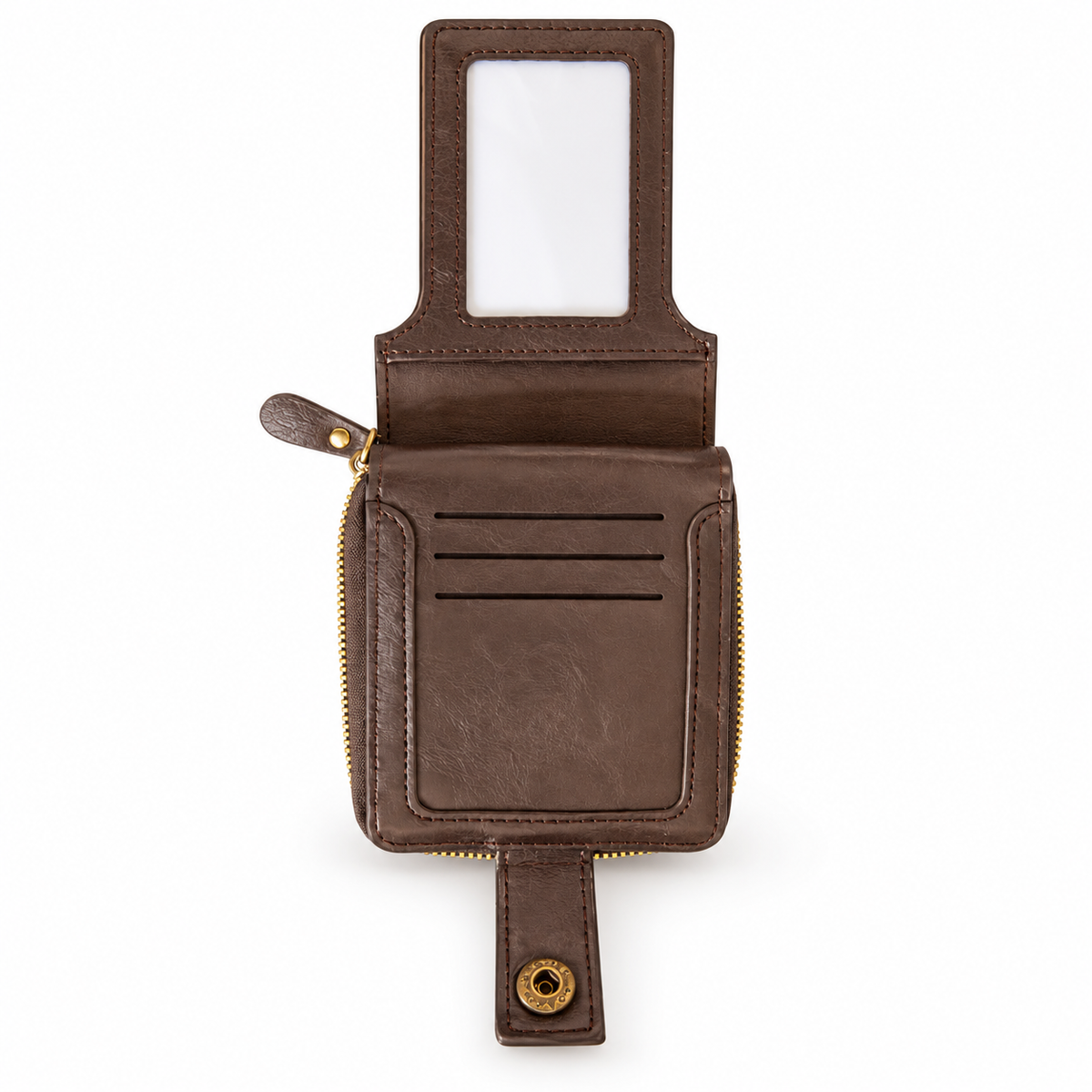 Dark Brown Border Collie Zip-Around Wallet