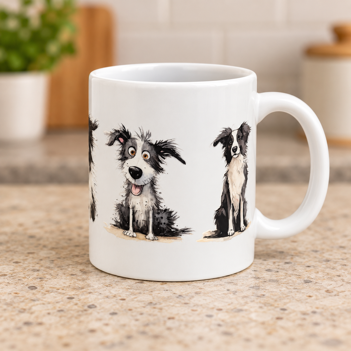 Border Collie & Peacock Ceramic Mugs – Choice of Designs