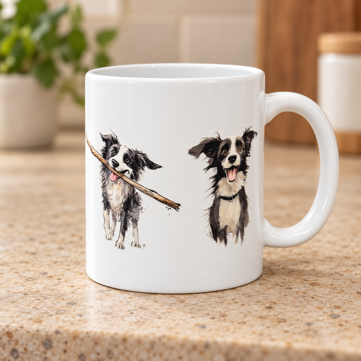 Border Collie & Peacock Ceramic Mugs – Choice of Designs