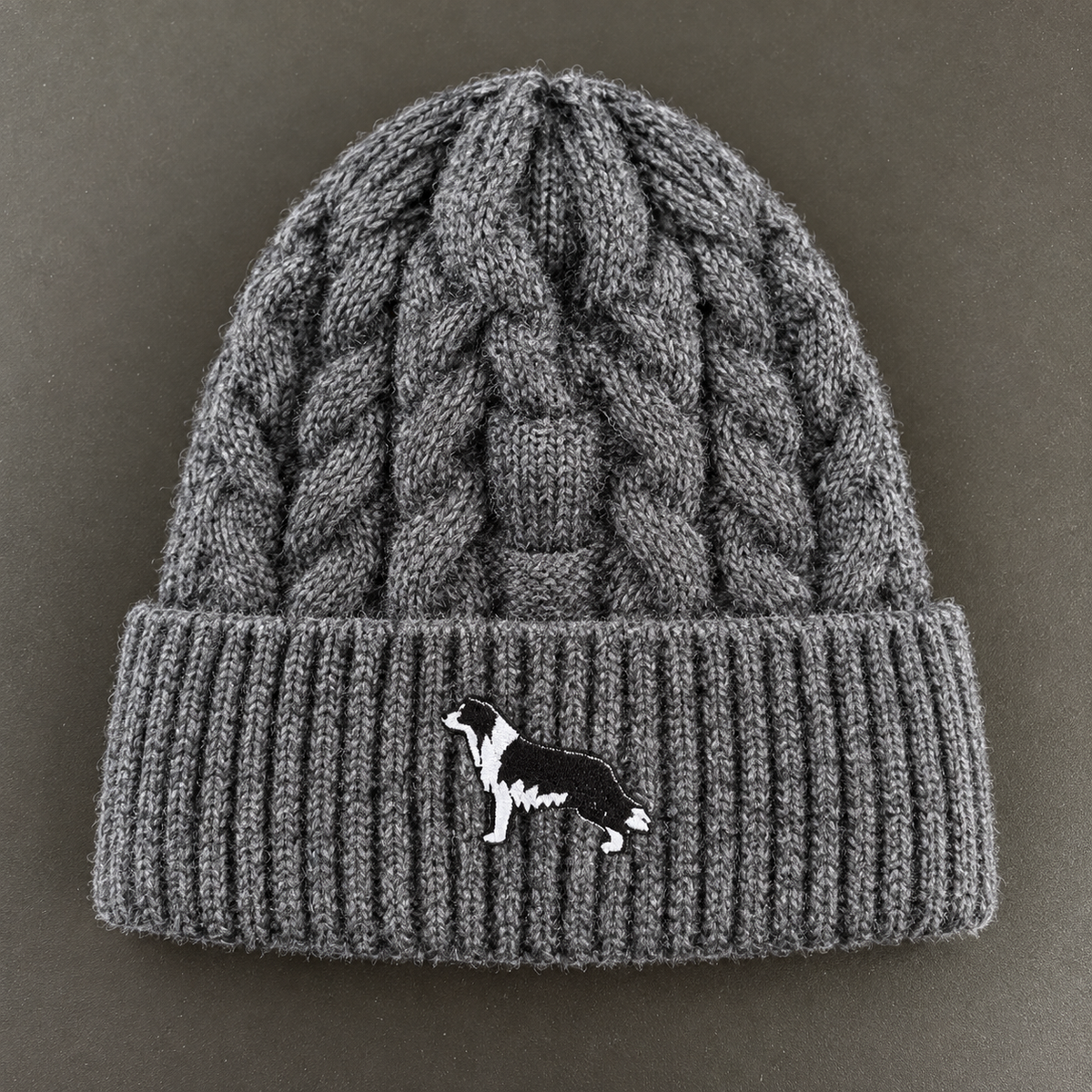 Fleece-Lined Border Collie Winter Hat