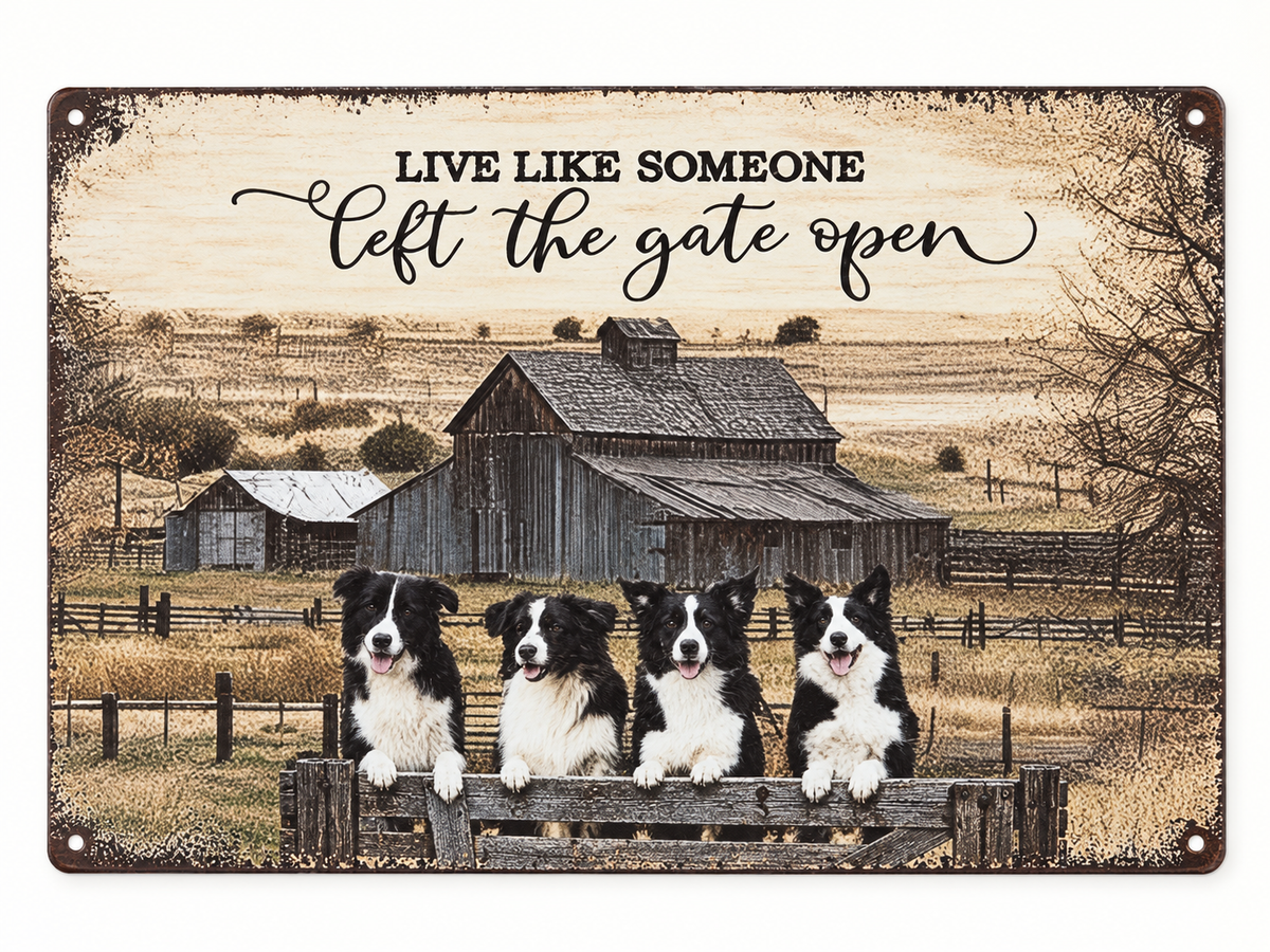 Live Like Someone Left the Gate Open Border Collie Metal Wall Plaque