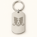 Peeking Border Collie Polished Keychain
