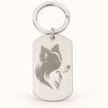 Silver Border Collie Keyring