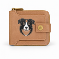 Tan Border Collie Zip-Around Wallet