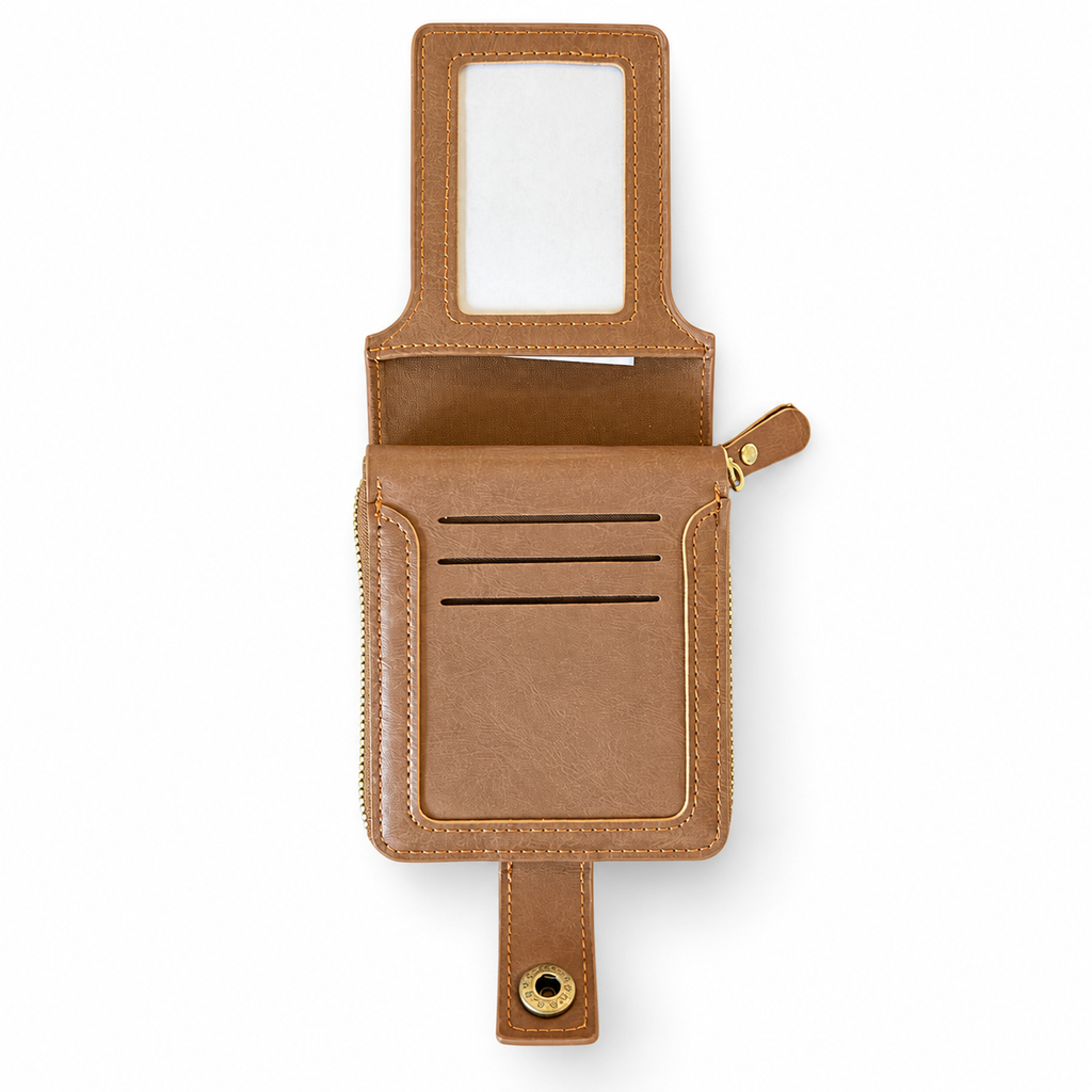 Tan Border Collie Zip-Around Wallet